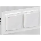 BRITE Комплект 1-местная с заземлением с защитными шторками и крышкой 16А IP44 2 штуки в сборе с двойной рамкой РСбш10-3-44-БрБ белый