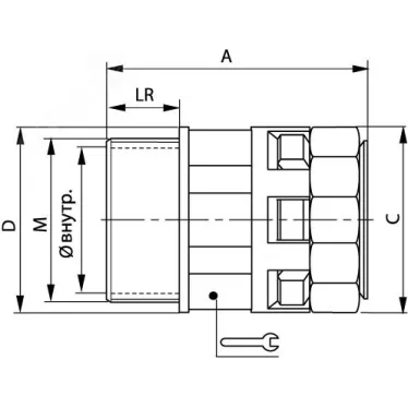 Муфта 23мм труба-коробка DN M32х1.5 полиамид