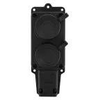 Розетка (колодка) штепсельная двухместная влагозащищенная 2P+PE 230V, 16 А, IP44 каучук, REXANT