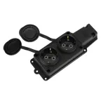 Розетка (колодка) штепсельная двухместная влагозащищенная 2P+PE 230V, 16 А, IP44 каучук, REXANT