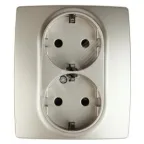 Розетка 2X2P+E Schuko со шторками, 16A-250В, Эра12, шампань, 12-2104-04
