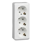                  ЭТЮД Розетка тройная открытой установки с заземлением со шторками 16А 250B,белый
               