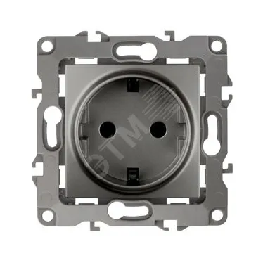 Розетка 2P+E Schuko, 16A-250В, Эра12, графит, 12-2101-12