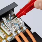 Пинцет VDE 1000V захватный прецизионный зазубренные губки с особо тонкими кончиками пружинная сталь хромированный L-130 мм