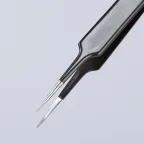 Пинцет ESD захватный прецизионный гладкие губки игловидные кончики антистатический L-110 мм нержавеющая хромоникелевая сталь хромированный