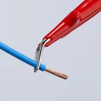 Пинцет VDE 1000V захватный прецизионный зазубренные губки с тонкими кончиками под 45° пружинная сталь хромированный L-150 мм