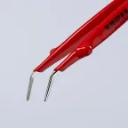 Пинцет VDE 1000V захватный прецизионный зазубренные губки с тонкими кончиками под 45° пружинная сталь хромированный L-150 мм