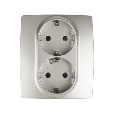 Розетка 2X2P+E Schuko со шторками, 16A-250В, Эра12, перламутр, 12-2104-15