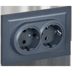                  BRITE Розетка двойная с заземлением с защитными шторками 16А в сборе РСш12-3-БрМ маренго
               