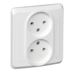                  ЭТЮД Розетка двойная скрытая без заземления без шторок белая
               