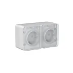 AtlasDesign PROFI IP54 открытой установки розетка двойная с з/к со шторками 16А, серый