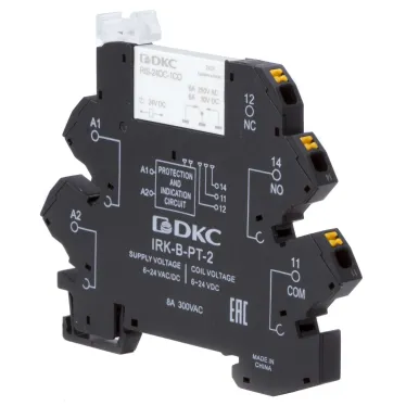 Реле интерфейсное, 1CO, ком. ток 6А, AgSnO2, напряжение 24V AC/DC, push-in клеммы.