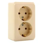                  ЭТЮД Розетка двойная наружная с заземлением без шторок бежевая
               