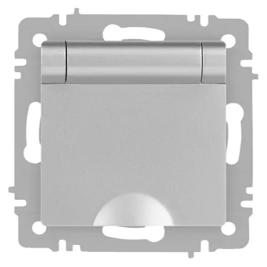 Розетка Intro Accent 6-203-03 2P+E Schuko с крышкой, 16А-250В, IP20, СУ, алюминий