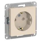                  Розетка ATLASDESIGN с заземлением со шторками 16А механизм бежевый
               