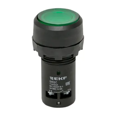 Кнопка зеленая SW2C-10D с подсветкой неон 1з IP54