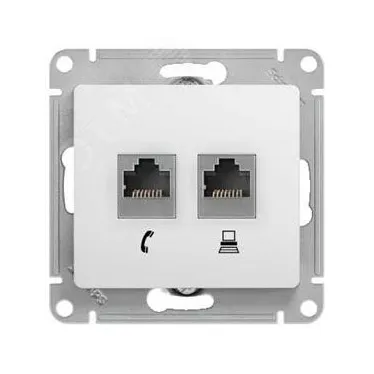 GLOSSA Розетка телефон/компьютер RJ11+RJ45 категория 5е в рамку белая