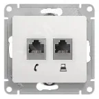 GLOSSA Розетка телефон/компьютер RJ11+RJ45 категория 5е в рамку белая