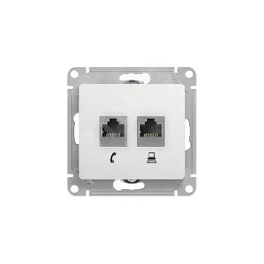 GLOSSA Розетка телефон/компьютер RJ11+RJ45 категория 5е в рамку белая