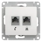 GLOSSA Розетка телефон/компьютер RJ11+RJ45 категория 5е в рамку белая