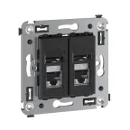 Компьютерная розетка RJ-45 в стену, кат.6 экранированная двойная,''Avanti'', ''Черный матовый''