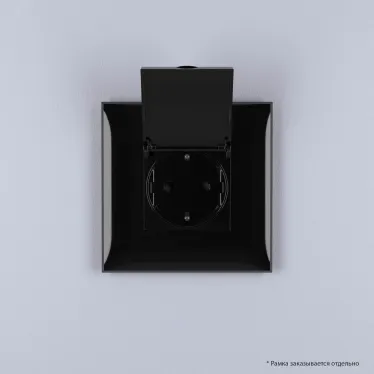 Avanti Розетка с крышкой в стену, 2P+E, ''Черный квадрат''
