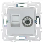 SKANDY Розетка двойная TV+RJ45 кат.6E SK-A15S серебряный IEK