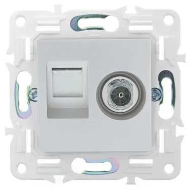 SKANDY Розетка двойная TV+RJ45 кат.6E SK-A15S серебряный IEK