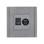 FORTE@PIANO Розетка двойная TV+RJ45 кат.6 FP537 сталь IEK