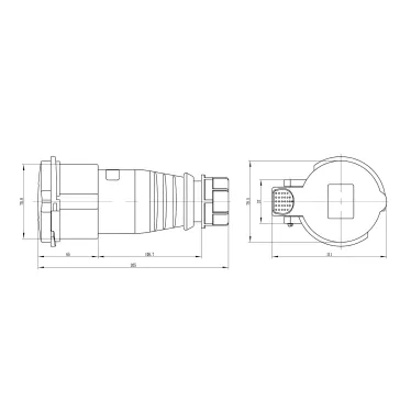 Розетка кабельная 32A 3P+E+N IP44 переносная 400V