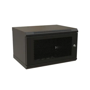 Шкаф настенный 19-дюймовый 19'' 6U 367x600х450мм металлическая передняя дверь с замком черный RAL 9004 WRline''