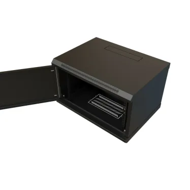 Шкаф настенный 19-дюймовый 19'' 6U 367x600х450мм металлическая передняя дверь с замком черный RAL 9004 WRline''