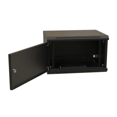Шкаф настенный 19-дюймовый 19'' 6U 367x600х450мм металлическая передняя дверь с замком черный RAL 9004 WRline''