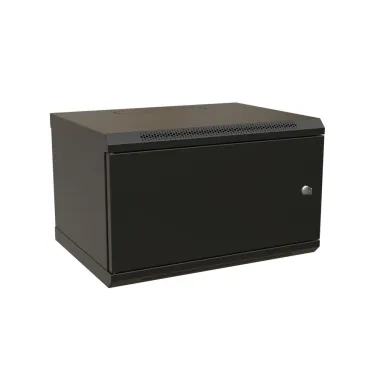 Шкаф настенный 19-дюймовый 19'' 6U 367x600х450мм металлическая передняя дверь с замком черный RAL 9004 WRline''
