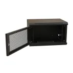 Шкаф настенный 19-дюймовый 19'' 6U 367x600х450мм металлическая передняя дверь с замком черный RAL 9004 WRline''