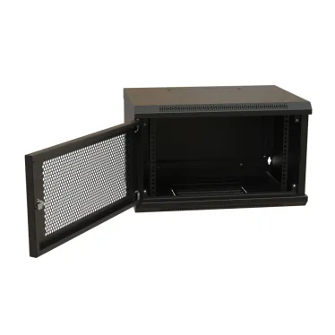 Шкаф настенный 19-дюймовый 19'' 6U 367x600х450мм металлическая передняя дверь с замком черный RAL 9004 WRline''