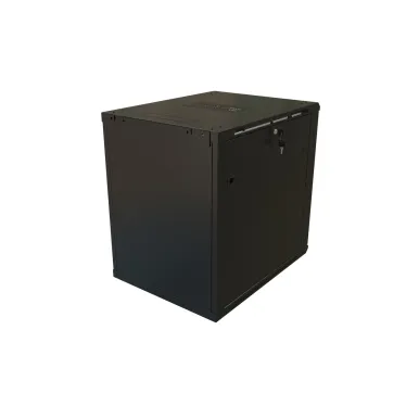 Шкаф настенный 19-дюймовый . 18U. 908х600х800мм. стеклянная дверь с перфорацией по бокам. ручка с замком. цвет черный (RAL 9004) (разобранный)