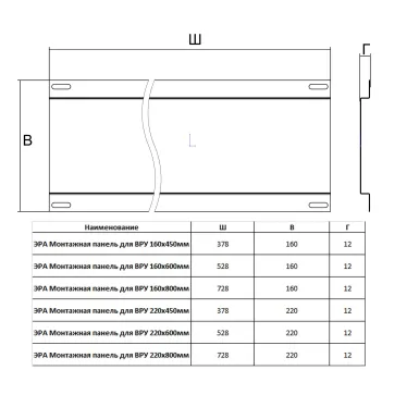 Панель монтажная для ВРУ 220х600 мм ЭРА mp_v22.6 оцинкованная сталь