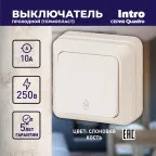 Переключатель Intro Quadro 2-103-02 одноклавишный 10А-250В, IP20, ОУ, Quadro, слоновая кость