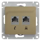 GLOSSA Розетка телефон/компьютер RJ11+RJ45 категория 5е в рамку титан