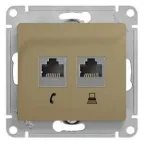 GLOSSA Розетка телефон/компьютер RJ11+RJ45 категория 5е в рамку титан