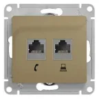 GLOSSA Розетка телефон/компьютер RJ11+RJ45 категория 5е в рамку титан