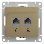 GLOSSA Розетка телефон/компьютер RJ11+RJ45 категория 5е в рамку титан