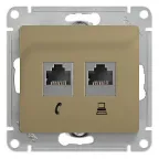 GLOSSA Розетка телефон/компьютер RJ11+RJ45 категория 5е в рамку титан