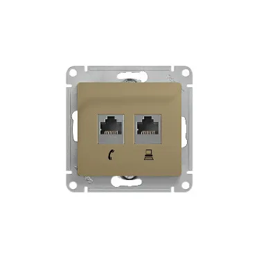 GLOSSA Розетка телефон/компьютер RJ11+RJ45 категория 5е в рамку титан