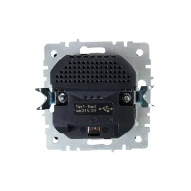 BRITE Розетка с заземлением с защитными шторками 16А с USB A+C 18Вт РЮш11-1-БрМ маренго