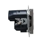 BRITE Розетка с заземлением с защитными шторками 16А с USB A+C 18Вт РЮш11-1-БрС сталь