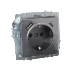 BRITE Розетка с заземлением с защитными шторками 16А с USB A+C 18Вт РЮш11-1-БрС сталь