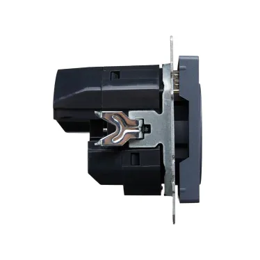 BRITE Розетка с заземлением с защитными шторками 16А с USB A+A 2,1А РЮш10-1-БрМ маренго