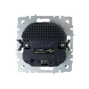 BRITE Розетка с заземлением с защитными шторками 16А с USB A+A 2,1А РЮш10-1-БрМ маренго